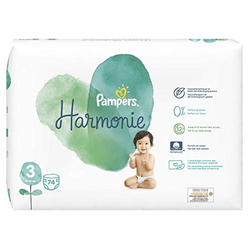 Pampers Harmonie 3 Pañales 6-10 Kg, Talla 3, 74 Unidades