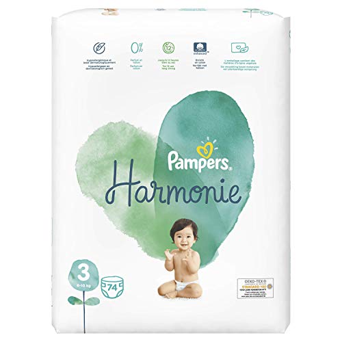 Pampers Harmonie 3 Pañales 6-10 Kg, Talla 3, 74 Unidades