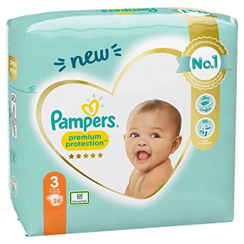 Pampers - Protección Premium, Multi, Talla 3 (6-10 Kg), 28 Pañales