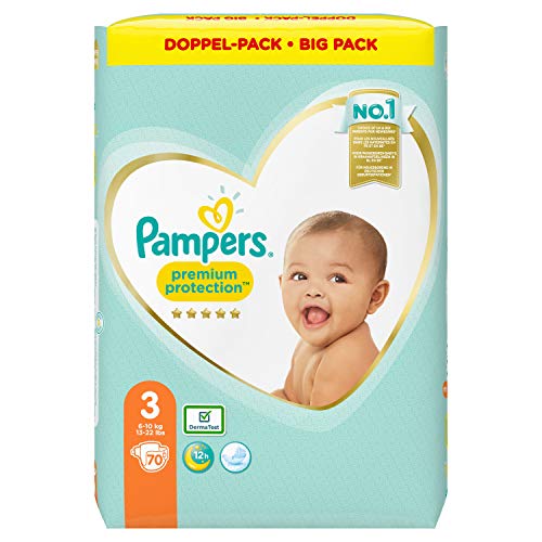 Pampers - Proteción Premium, Multicolor, Talla 3 (6-10 Kg), 70 Unidades