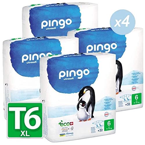 Pañales ecológicos Pingo T6 de 15 a 30 kg (4 paquetes de 32 o 128 capas)