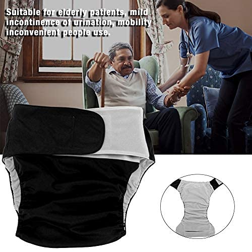 Pañales para adultos Paño para adultos Pañal reutilizable Lavable Pañal grande ajustable (Color : Black)