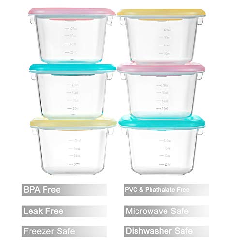 PandaEar Recipiente de almacenamiento de plástico de refrigerio de alimentos para bebés con tapas, 12 Pack Set BPA Congelador gratis y lavavajillas Caja fuerte para niños