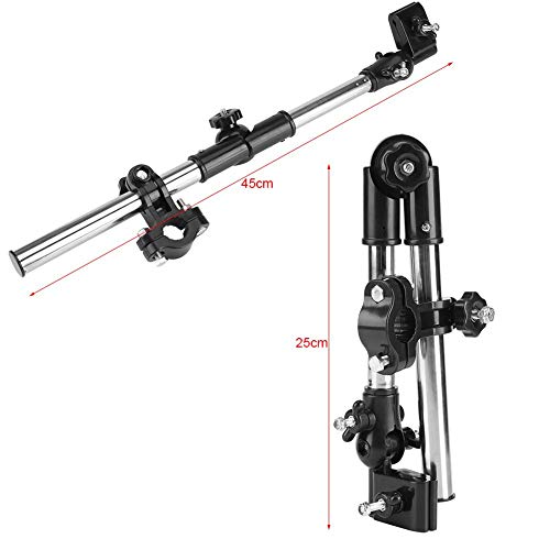 Paragüero para cochecito, 360 ° Ajustable Paraguas para bicicleta Soporte para montaje en estiramiento Cochecito para bebé Silla de paseo de ruedas Accesorios para sillas (Negro)