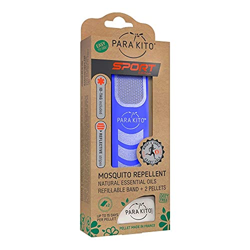 Para'Kito Pulsera repelente de insectos y insectos, impermeable, repelente de plagas al aire libre, con aceites esenciales naturales, edición deportiva (azul)