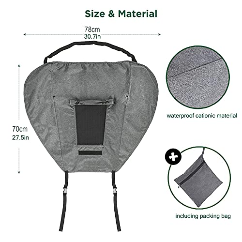 Parasol para Cochecito de Bebé, Hantoc Universal Impermeable Funda Parasol para Cochecito Anti-UV 50+ Parasol con Ventana de Malla Transpirable y Cinturón de Hebilla Ajustable Gris