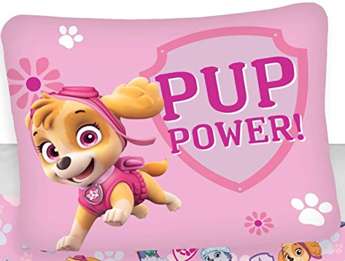 Paw Patrol - Juego de cama para niña, algodón, color rosa, rosa, gris, funda de almohada de 40 x 60 cm, funda nórdica de 100 x 135 cm