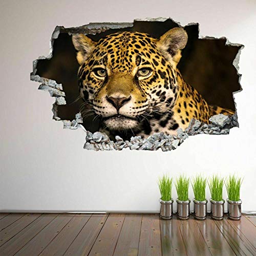 Pegatinas de arte de pared de animales salvajes de Jaguar, calcomanía mural para niños, dormitorio, decoración del hogar, pegatinas decorativas para pared, regalo de cumpleaños, 80x120cm