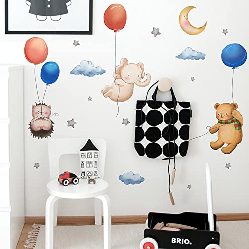 Pegatinas De Pared De Animales Con Globos Bonitos Para Habitación De Niños, Dormitorio, Guardería, Decoración De Pared, Erizo, Elefante, Oso, Pegatinas De Pared