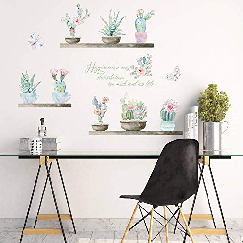 Pegatinas de pared Planta de jardín Flor Bonsai Mariposa Tatuajes de pared Dormitorio Sala de estar Decoración para el hogar Cactus Aloe Pvc Arte Mural Posters