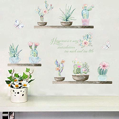 Pegatinas de pared Planta de jardín Flor Bonsai Mariposa Tatuajes de pared Dormitorio Sala de estar Decoración para el hogar Cactus Aloe Pvc Arte Mural Posters