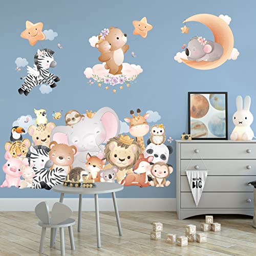 Pegatinas Pared Decorativas Animales Vinilos de Pared Decorativos Papel Pintado Decoración Pared Para Fiestas Cumpleaños Infantiles Dormitorios Niños Habitación Bebé Niñas Juvenil