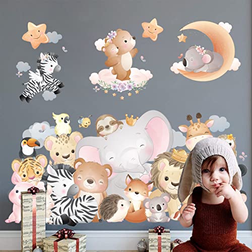 Pegatinas Pared Decorativas Animales Vinilos de Pared Decorativos Papel Pintado Decoración Pared Para Fiestas Cumpleaños Infantiles Dormitorios Niños Habitación Bebé Niñas Juvenil