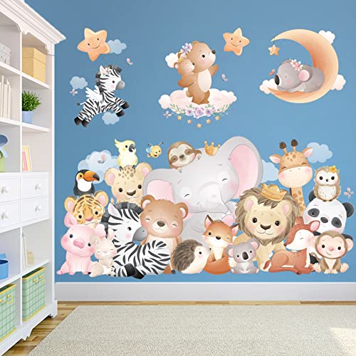 Pegatinas Pared Decorativas Animales Vinilos de Pared Decorativos Papel Pintado Decoración Pared Para Fiestas Cumpleaños Infantiles Dormitorios Niños Habitación Bebé Niñas Juvenil