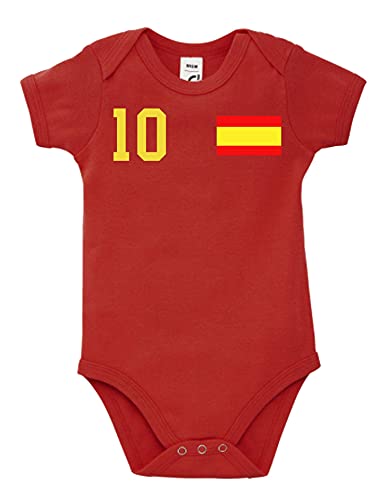 Pelele para bebé, diseño de España con nombre y número rojo 18-24 Meses