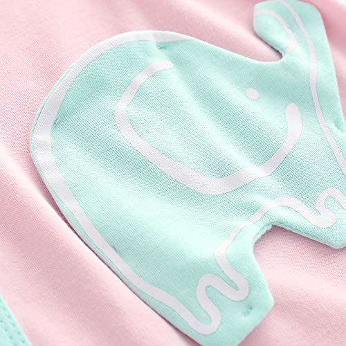 Pelele Recien Nacido Pijama Bebé Niñas Rosa Enteros Mameluco Algodón Elefante Cremallera Caricatura Sleepsuit Trajes Primavera Verano Otoño Ropa de Una Pieza Monos Outfits Unisexo 0-3 Meses