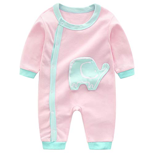 Pelele Recien Nacido Pijama Bebé Niñas Rosa Enteros Mameluco Algodón Elefante Cremallera Caricatura Sleepsuit Trajes Primavera Verano Otoño Ropa de Una Pieza Monos Outfits Unisexo 0-3 Meses