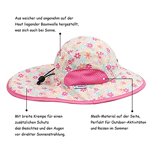 Pesaat Sombrero para el Sol para bebé niña con protección UV con protección para la Nuca Gorro de Verano para niños Paraíso de Playa Large (Gänseblümchen, 4-8 años)