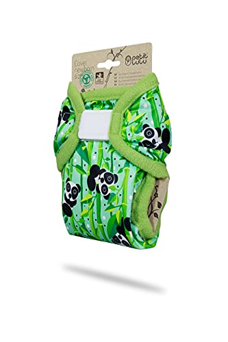 Petit Lulu Cubierta Para Pañales de Tela | Recién Nacido (2-6 kg) | Gancho y Bucle | Reutilizable y Lavable (Panda Bears)