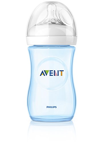 Philips AVENT Natural – Biberón tetina de flujo lento (260 ml, 1 mes plus, azul, pack de 2)