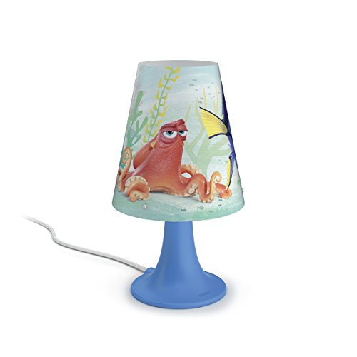 Philips Disney Dory - Lámpara de mesa portátil, luz blanca cálida, bombilla LED de 2.3 W, color azul claro