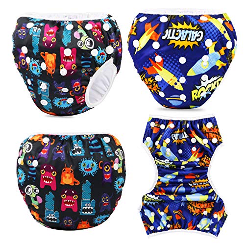 PHOGARY Pañal Bañador (2 Piezas) Pañal De Natar Pantalones De Entrenamiento, Pañales De Baño Para Niños Niñas 0-3 Años (3-15kg)