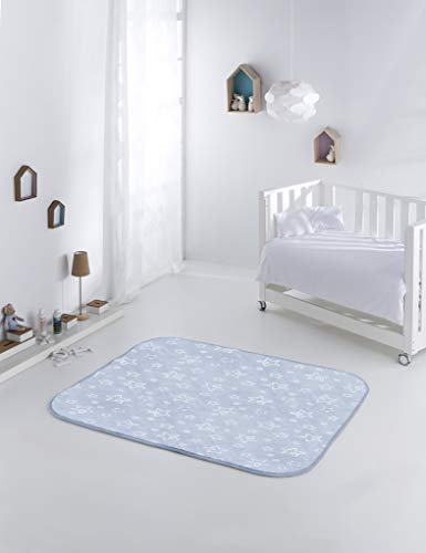 PIELSA BABY | Alfombra terciopelo para bebe | Decoración habitación | Alfombras infantiles | Alfombra habitación | Juego bebe | Color Azul | Tamaño 120 x 150