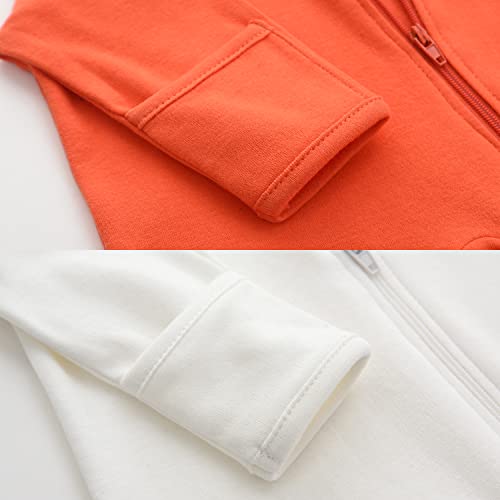 Pijama de bebé con 2 puntadas con cremallera para recién nacido, paquete de 2, 0-12 meses, Naranja+Blanco, 6 Meses