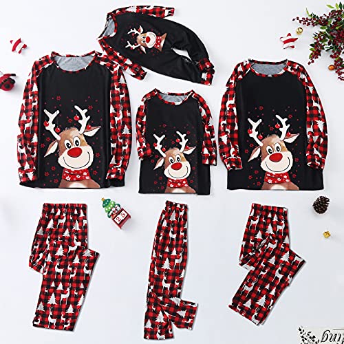 Pijamas navideños para Familia Conjunto de Pijamas Camiseta superior Suaves y duraderos reno para Hombre Mujer Niños Niña Chica Bebe Ropa para padres e hijos Otoño Invierno Ropa de Dormir