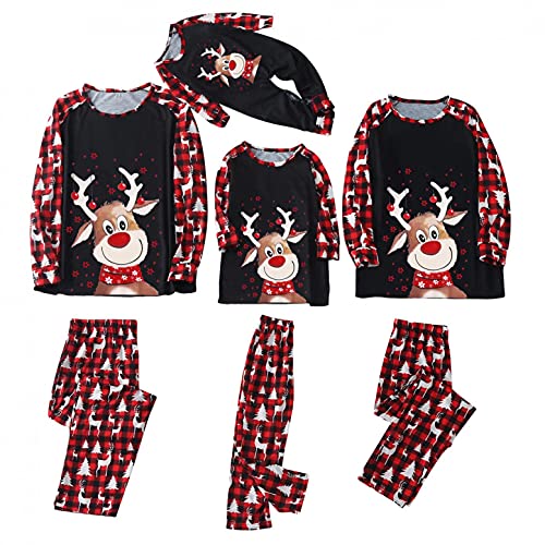 Pijamas navideños para Familia Conjunto de Pijamas Camiseta superior Suaves y duraderos reno para Hombre Mujer Niños Niña Chica Bebe Ropa para padres e hijos Otoño Invierno Ropa de Dormir