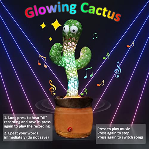 PiliStar Juguete de Cactus de Baile, Cactus Bailarin Bebe, Juguete Cactus Habla Repite lo Que Dices-120 Canciones, Interesantes Juguetes Educativos de Educación Temprana