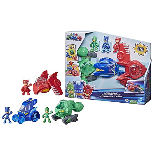 PJ Masks 1 combinador Jet Preescolar, Juego de Juguetes 3 vehículos y 3 Figuras de acción, niños a Partir de 3 años, Multicolor (Hasbro F21195L1)