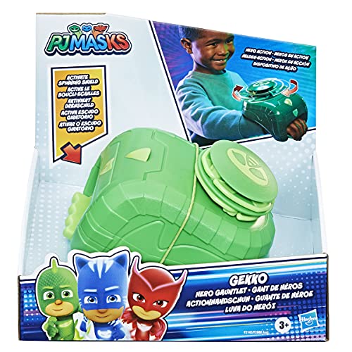 PJ Masks Hero Guantelete Preescolar, Disfraz Juguete de Vestir con Escudo Giratorio Gekko para niños a Partir de 3 años, Multicolor (Hasbro F21455X1)