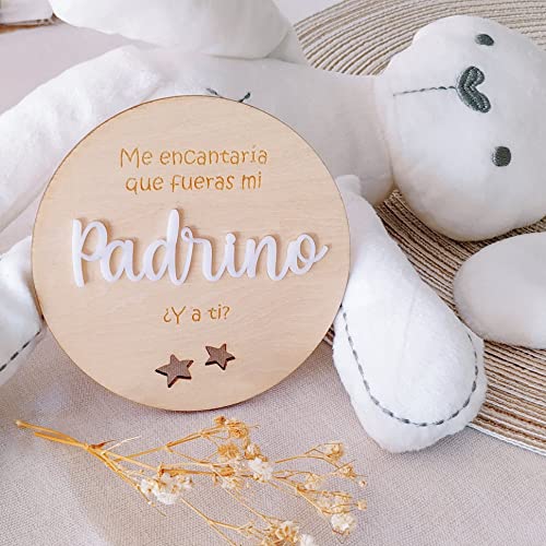 Placas para anunciar embarazo, anuncio madrina padrino bautizo, anuncio bebé bautismo quieres ser mi madrina / padrino regalos bebé SET 2 placas