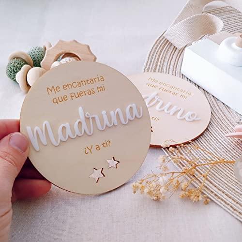 Placas para anunciar embarazo, anuncio madrina padrino bautizo, anuncio bebé bautismo quieres ser mi madrina / padrino regalos bebé SET 2 placas