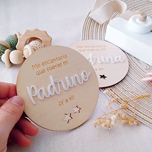 Placas para anunciar embarazo, anuncio madrina padrino bautizo, anuncio bebé bautismo quieres ser mi madrina / padrino regalos bebé SET 2 placas