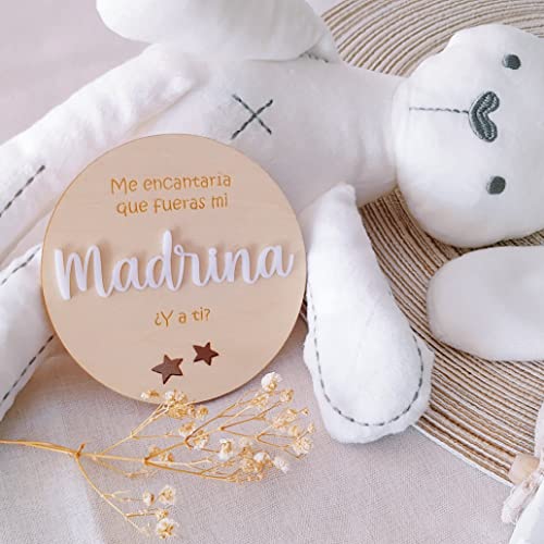 Placas para anunciar embarazo, anuncio madrina padrino bautizo, anuncio bebé bautismo quieres ser mi madrina / padrino regalos bebé SET 2 placas