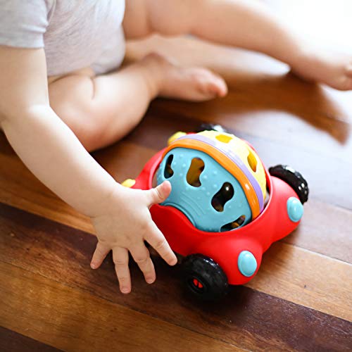 Playgro Coche de Actividades, Sin BPA, Desde los 12 Meses, Junyju Rattle & Roll Car, Rojo/Multicolor, 40169