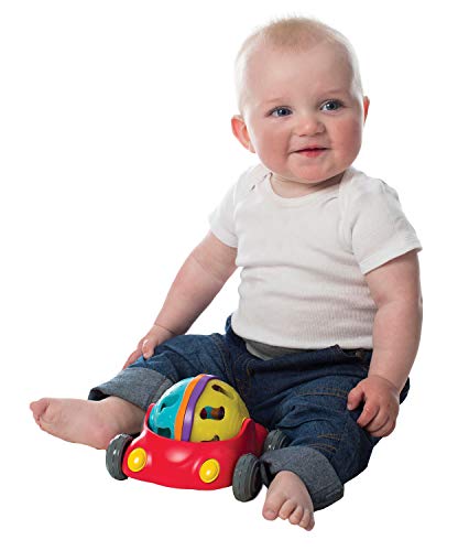 Playgro Coche de Actividades, Sin BPA, Desde los 12 Meses, Junyju Rattle & Roll Car, Rojo/Multicolor, 40169