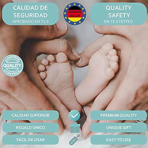 PLURI Premium Set de Marco Para Manos y Huellas de bebé para niño y niña, molde de yeso mano pie-s con marco de fotos, kit de huella de bebe de regalo para nacimiento de recién nacidos