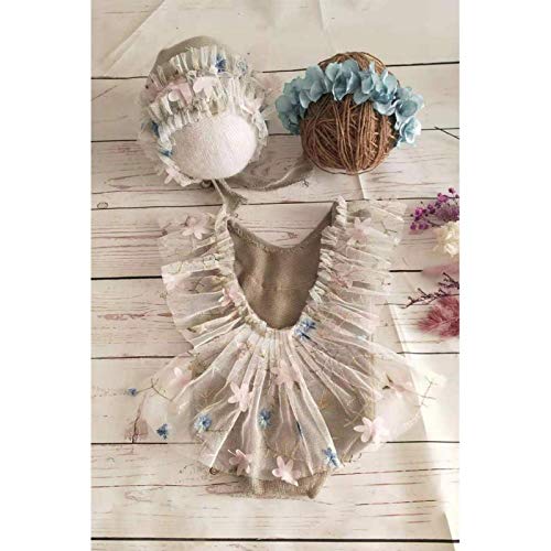 POHOVE Recién Nacido Fotografía Props Outfits-Babytutu Falda Lindo Flor Tocado y Encaje Monos Diadema con Flor Juegos para Bebés Niña Princesa Gemelos Fiesta Cumpleaños - Tipo 8, Small