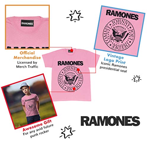 Popgear Ramones Sello Camiseta de los Muchachos de los Rosas bebés 4-5 años