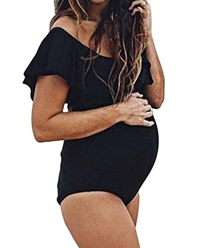 Premamá Bañadores Talla Grande Mujer Traje De Baño De Una Piezas Push Up Bikinis Negro 3XL