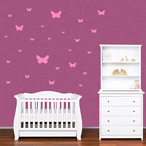 PREMYO 25 Mariposa Pegatinas Pared Infantil - Vinilos Decorativos Habitación Bebé Niña - Fácil de Poner Rosa