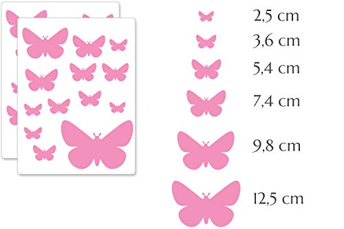 PREMYO 25 Mariposa Pegatinas Pared Infantil - Vinilos Decorativos Habitación Bebé Niña - Fácil de Poner Rosa