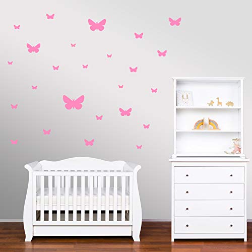 PREMYO 25 Mariposa Pegatinas Pared Infantil - Vinilos Decorativos Habitación Bebé Niña - Fácil de Poner Rosa