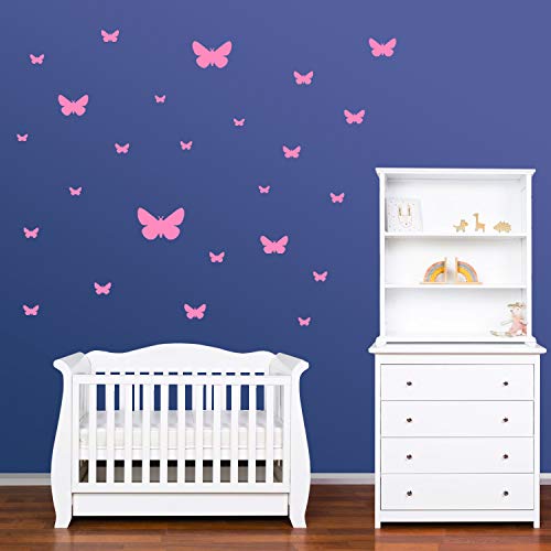 PREMYO 25 Mariposa Pegatinas Pared Infantil - Vinilos Decorativos Habitación Bebé Niña - Fácil de Poner Rosa