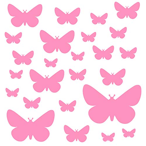 PREMYO 25 Mariposa Pegatinas Pared Infantil - Vinilos Decorativos Habitación Bebé Niña - Fácil de Poner Rosa