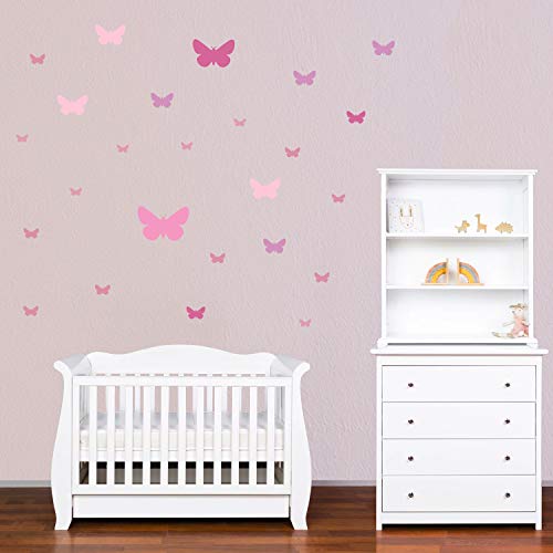 PREMYO 25 Mariposa Pegatinas Pared Infantil - Vinilos Decorativos Habitación Bebé Niña - Fácil de Poner Rosa Pastel