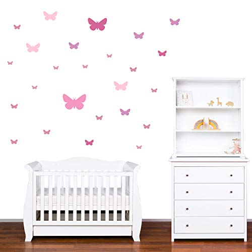 PREMYO 25 Mariposa Pegatinas Pared Infantil - Vinilos Decorativos Habitación Bebé Niña - Fácil de Poner Rosa Pastel